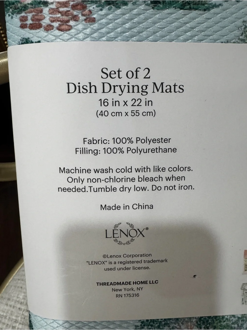 Lenox Spice Village Pastel Multi Dish Drying Mats - Set of 2